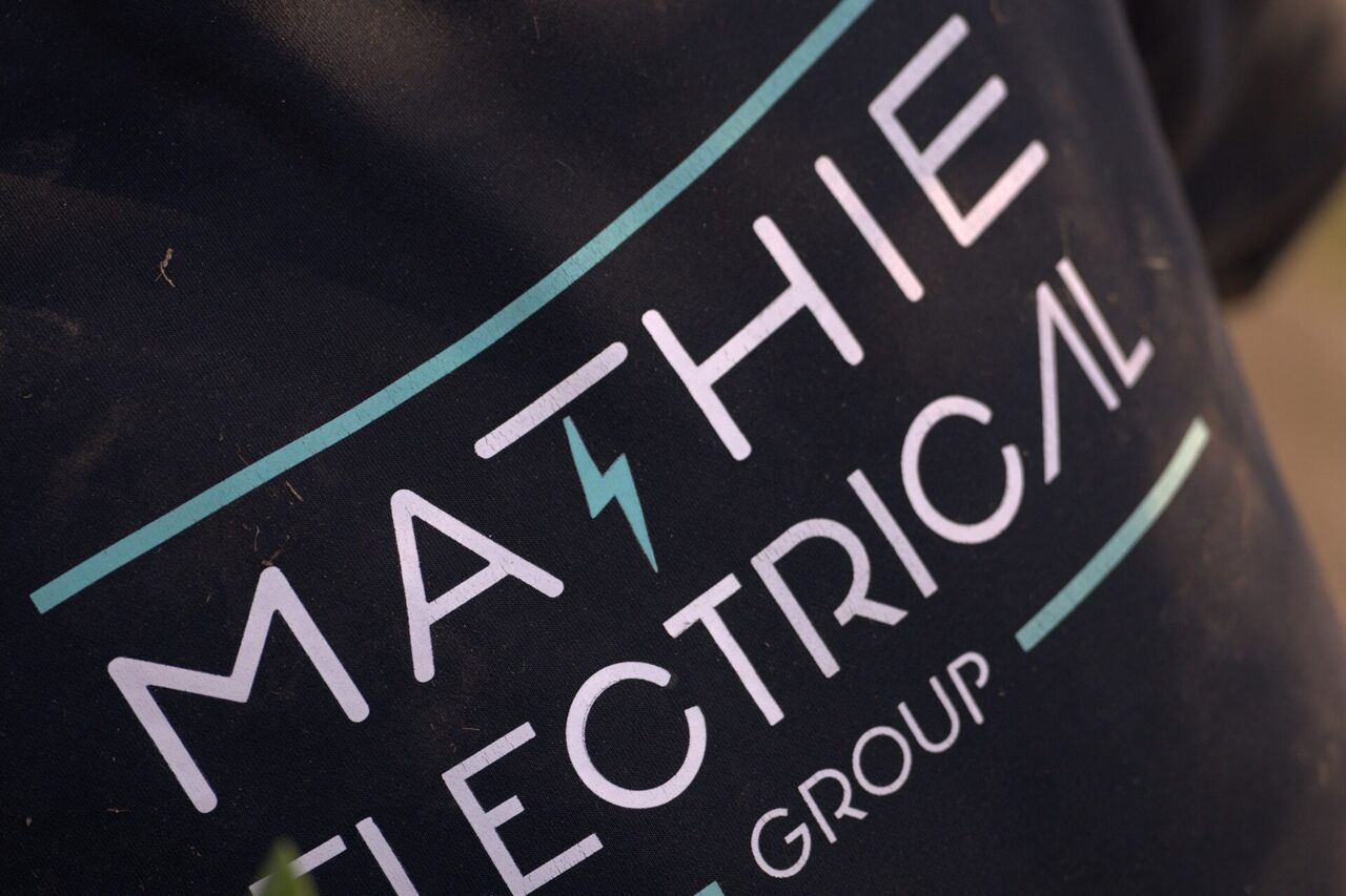 Mathie Electrical Group logo on branded workwear