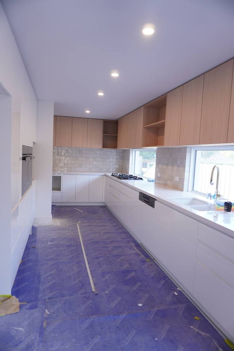 Kitchen LED downlights installed by Mathie Electrical